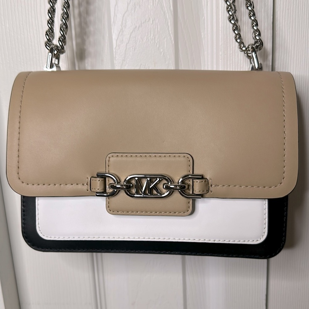 MICHAEL KORS Heather Large Color-Block Leather Shoulder Bag